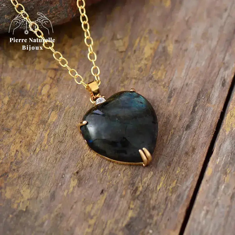 Collier "Cœur" en Labradorite | Colliers | pierre naturelle bijoux