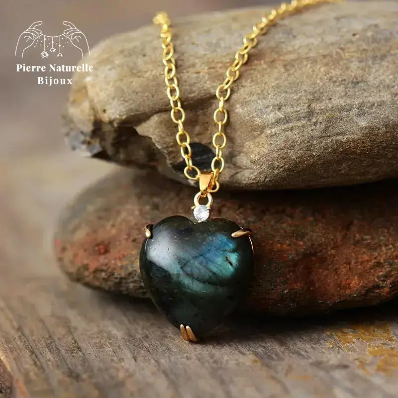 Collier "Cœur" en Labradorite | Colliers | pierre naturelle bijoux