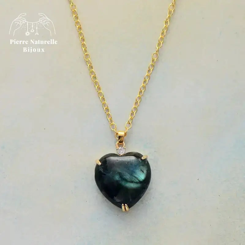Collier "Cœur" en Labradorite | Colliers | pierre naturelle bijoux