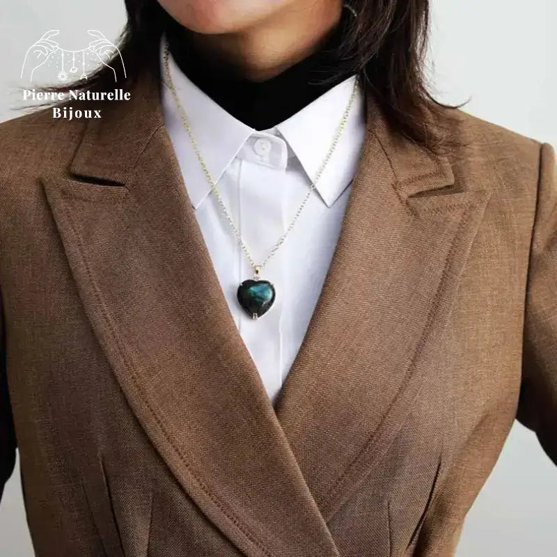 Collier "Cœur" en Labradorite | Colliers | pierre naturelle bijoux