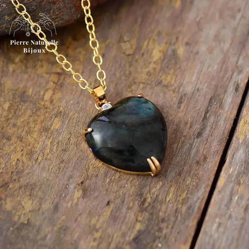 Collier "Cœur" en Labradorite | Colliers | pierre naturelle bijoux