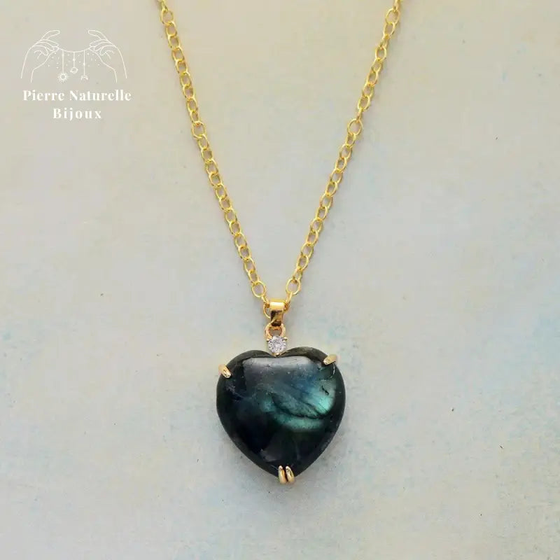 Collier "Cœur" en Labradorite | Colliers | pierre naturelle bijoux