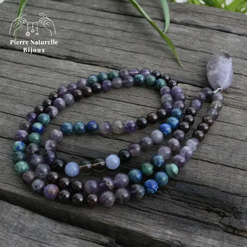 Collier "Amitié" en Lapis-lazuli, Améthyste et Grenat | Colliers | pierre naturelle bijoux