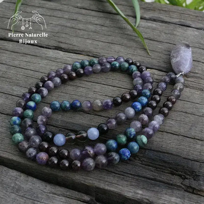 Collier "Amitié" en Lapis-lazuli, Améthyste et Grenat | Colliers | pierre naturelle bijoux
