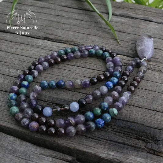 Collier "Amitié" en Lapis-lazuli, Améthyste et Grenat | Colliers | pierre naturelle bijoux