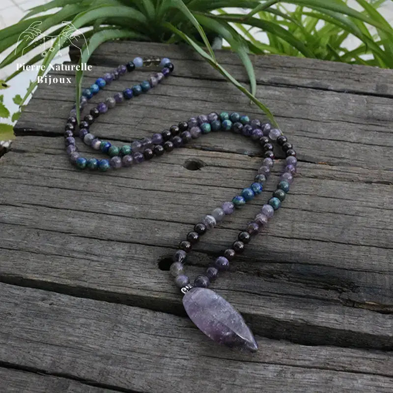 Collier "Amitié" en Lapis-lazuli, Améthyste et Grenat | Colliers | pierre naturelle bijoux