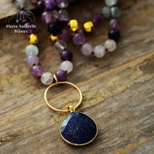Collier en Lapis-Lazuli et Fluorite | Colliers | pierre naturelle bijoux