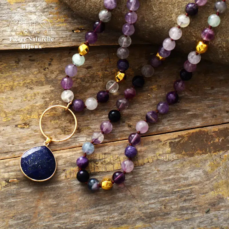 Collier en Lapis-Lazuli et Fluorite | Colliers | pierre naturelle bijoux