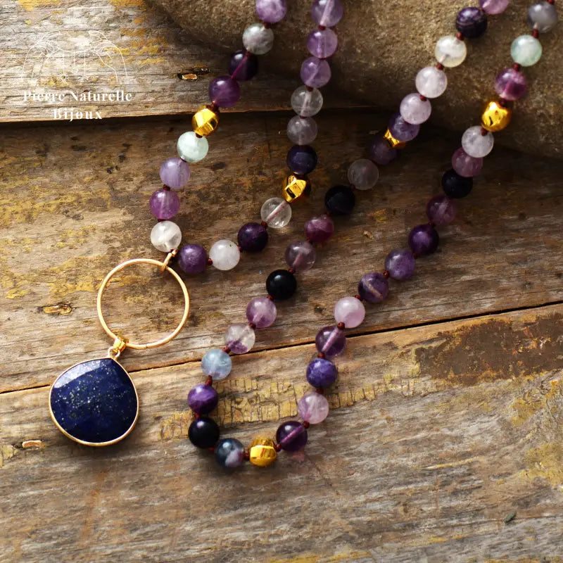 Collier en Lapis-Lazuli et Fluorite | Colliers | pierre naturelle bijoux
