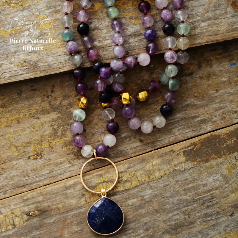 Collier en Lapis-Lazuli et Fluorite | Colliers | pierre naturelle bijoux