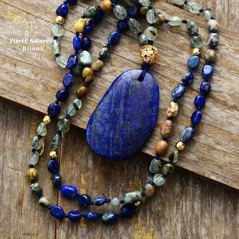 Collier en Lapis-lazuli et Jaspe | Colliers | pierre naturelle bijoux