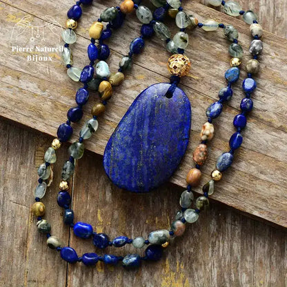 Collier en Lapis-lazuli et Jaspe | Colliers | pierre naturelle bijoux