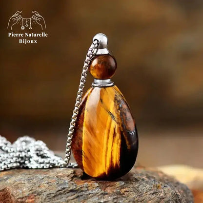 Collier diffuseur de parfum en il de tigre | Colliers | pierre naturelle bijoux