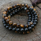 Collier "Optimisme" en œil de tigre, Onyx et Hématite | Colliers | pierre naturelle bijoux