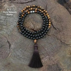 Collier "Optimisme" en œil de tigre, Onyx et Hématite
