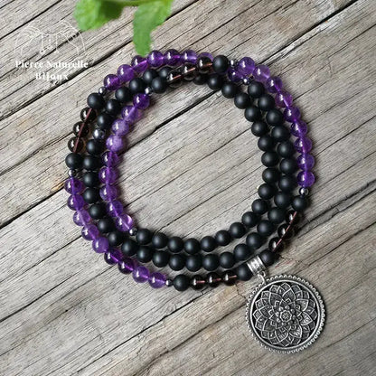 Collier "Aspiration" en Onyx, Améthyste, Quartz fumé et Hématite | Colliers | pierre naturelle bijoux