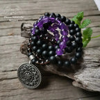 Collier "Aspiration" en Onyx, Améthyste, Quartz fumé et Hématite | Colliers | pierre naturelle bijoux