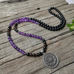 Collier "Aspiration" en Onyx, Améthyste, Quartz fumé et Hématite