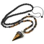 collier mystique en pierre de lave et oeil de tigre