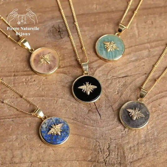 Collier "Abeille" en pierres naturelles | Colliers | pierre naturelle bijoux