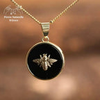 Collier "Abeille" en agate noire