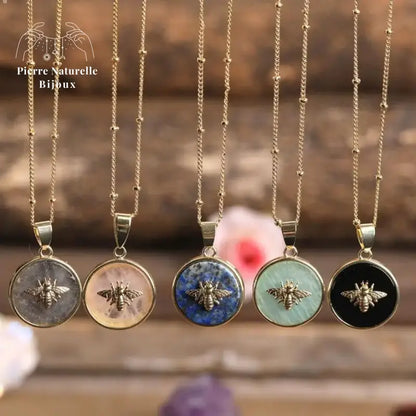 Collier "Abeille" en pierres naturelles | Colliers | pierre naturelle bijoux