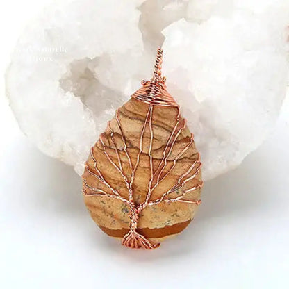 Collier "Arbre de vie" en jaspe paysage