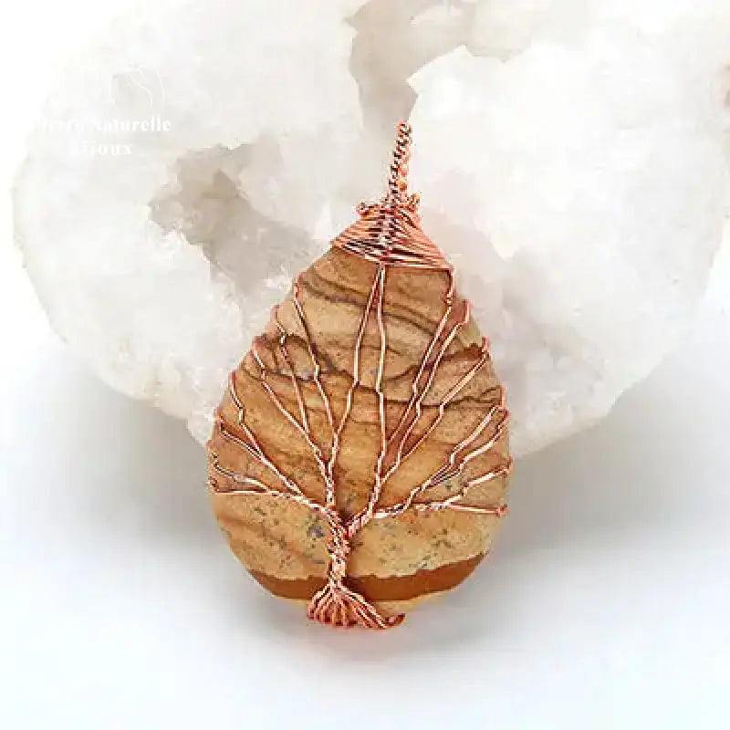 Collier "Arbre de vie" en jaspe paysage