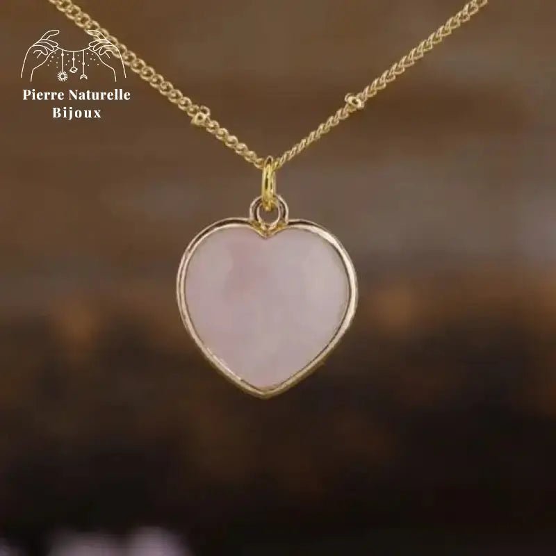 Collier "Cœur" en quartz rose