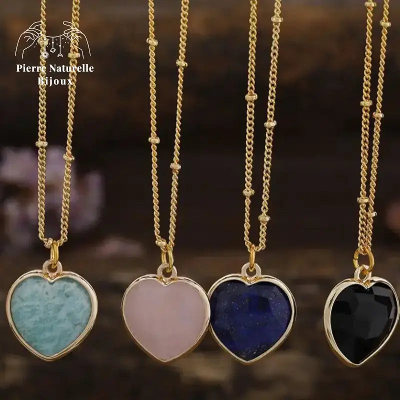Collier "Cœur" en pierres naturelles | Colliers | pierre naturelle bijoux
