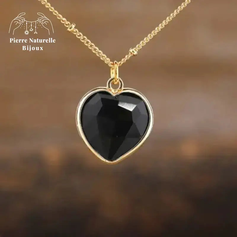 Collier "Cœur" en agate noire