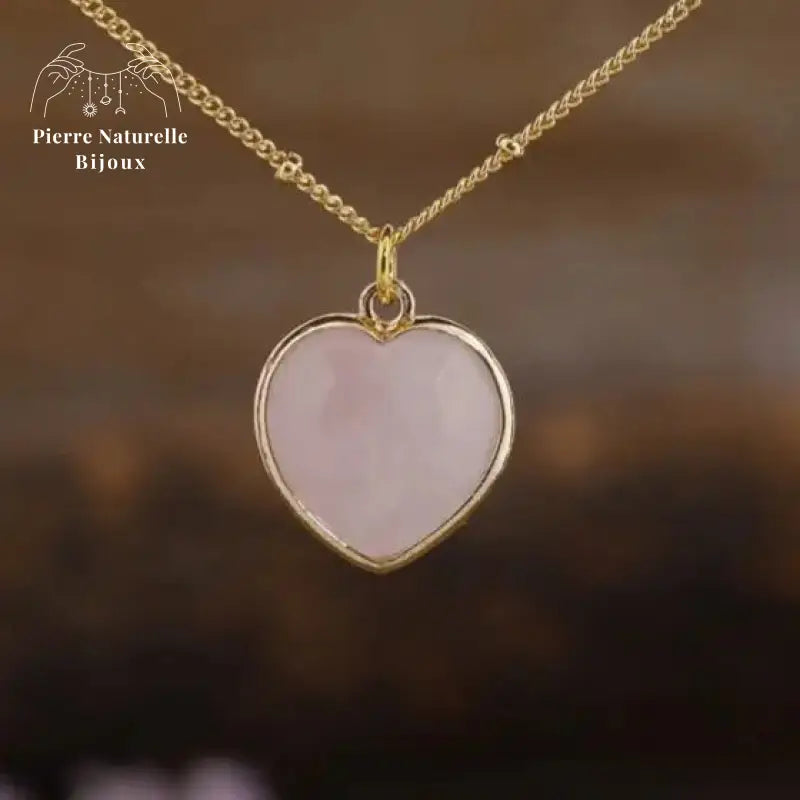 Collier "Cœur" en quartz rose