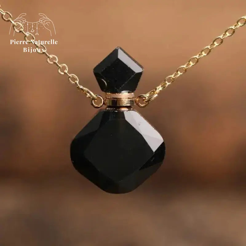 Collier diffuseur de parfum en agate noire