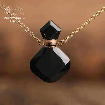 Collier diffuseur de parfum en agate noire