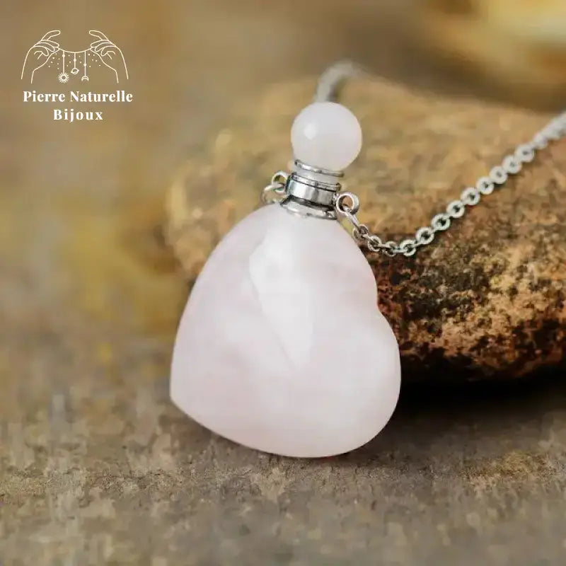 Collier diffuseur de parfum en quartz rose
