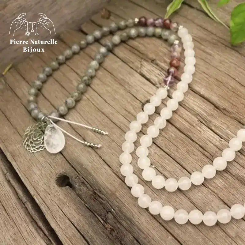 Collier "Constance" en Quartz, Labradorite et Améthyste | Colliers | pierre naturelle bijoux