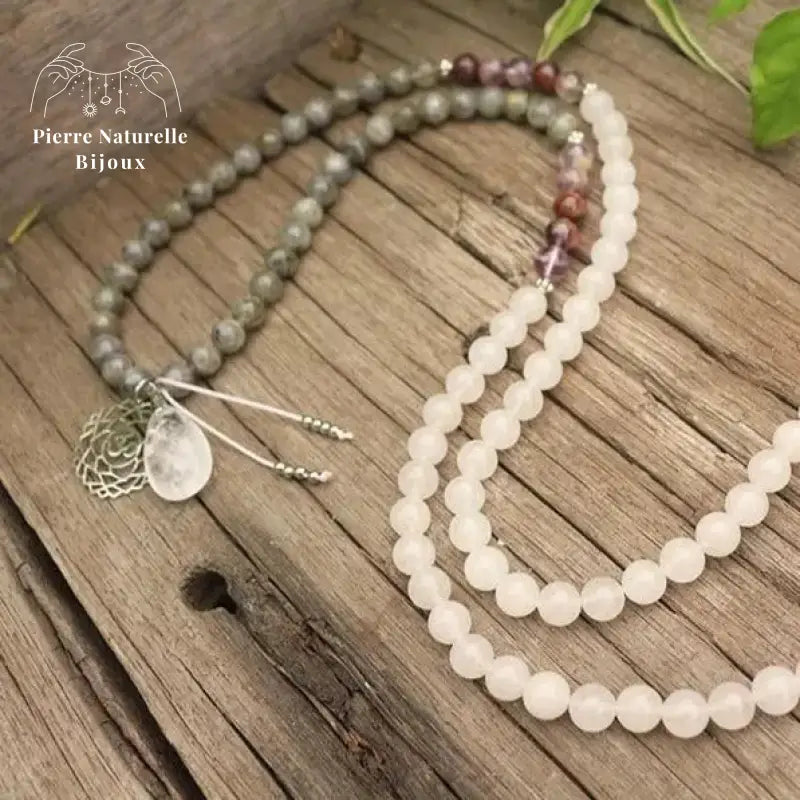 Collier "Constance" en Quartz, Labradorite et Améthyste | Colliers | pierre naturelle bijoux