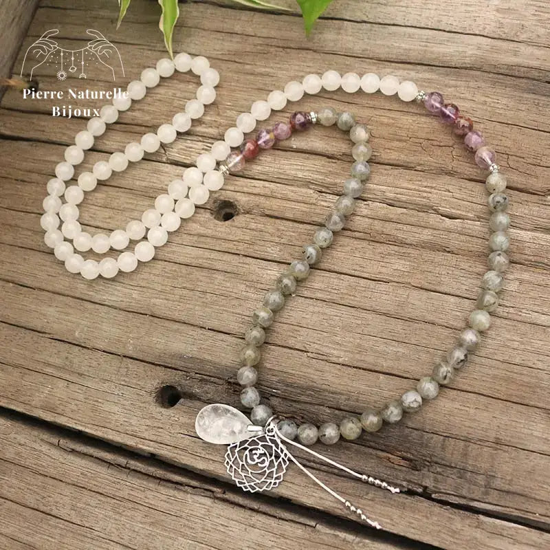 Collier "Constance" en Quartz, Labradorite et Améthyste | Colliers | pierre naturelle bijoux