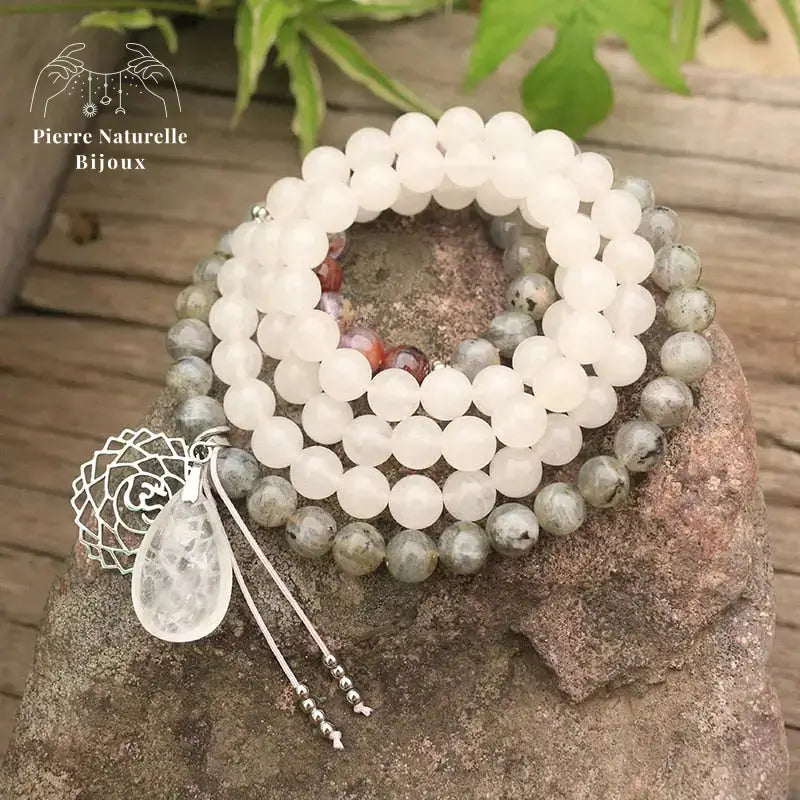 Collier "Constance" en Quartz, Labradorite et Améthyste | Colliers | pierre naturelle bijoux