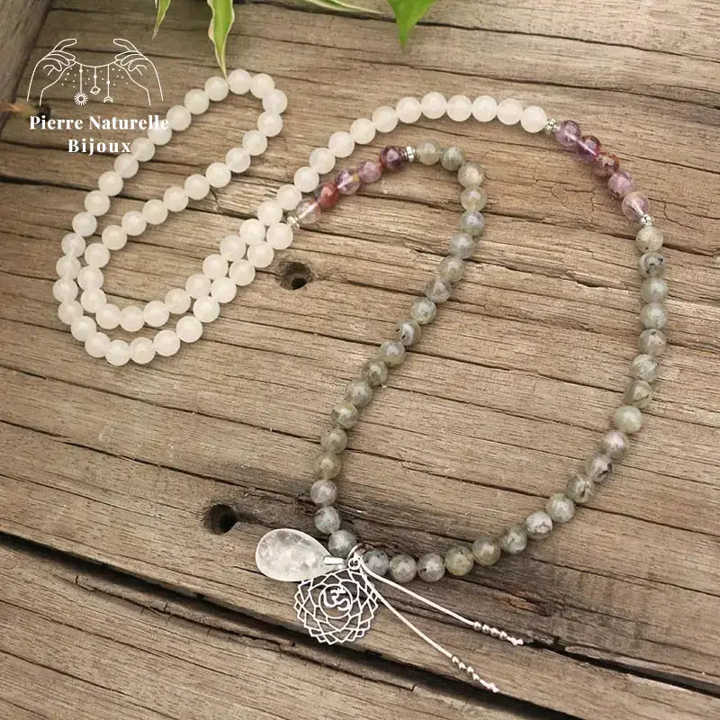 Collier "Constance" en Quartz, Labradorite et Améthyste | Colliers | pierre naturelle bijoux