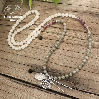 Collier "Constance" en Quartz, Labradorite et Améthyste | Colliers | pierre naturelle bijoux