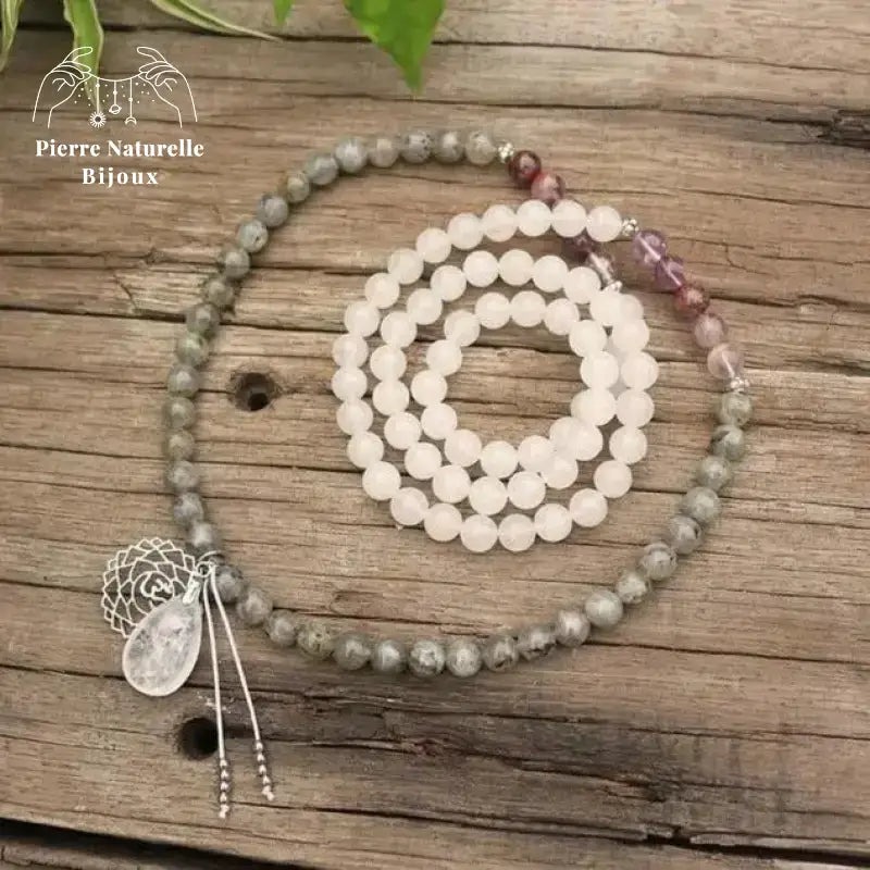 Collier "Constance" en Quartz, Labradorite et Améthyste