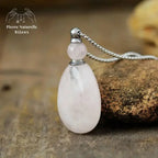 Collier diffuseur de parfum en Quartz rose
