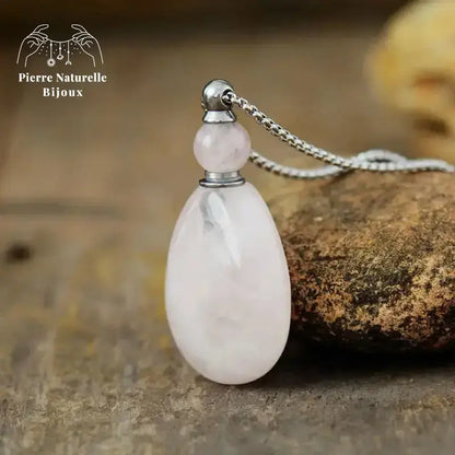 Collier diffuseur de parfum en Quartz rose