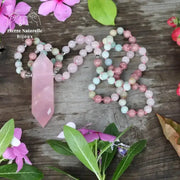 Collier "Affectif" en Quartz rose, Rhodonite et Amazonite | Colliers | pierre naturelle bijoux