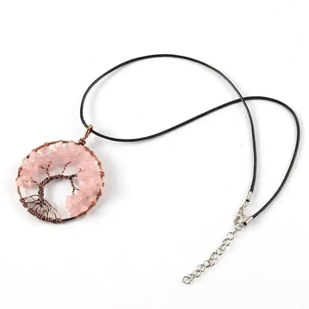 Collier "Tree of life" en Quartz rose | Colliers | pierre naturelle bijoux