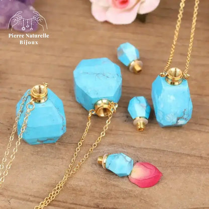 Collier diffuseur de parfum en Turquoise | Colliers | pierre naturelle bijoux