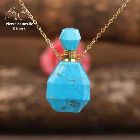Collier diffuseur de parfum en Turquoise | Colliers | pierre naturelle bijoux