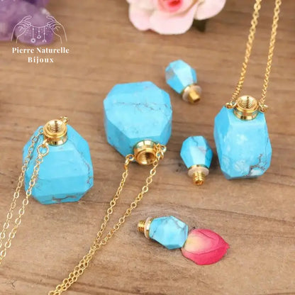 Collier diffuseur de parfum en Turquoise | Colliers | pierre naturelle bijoux