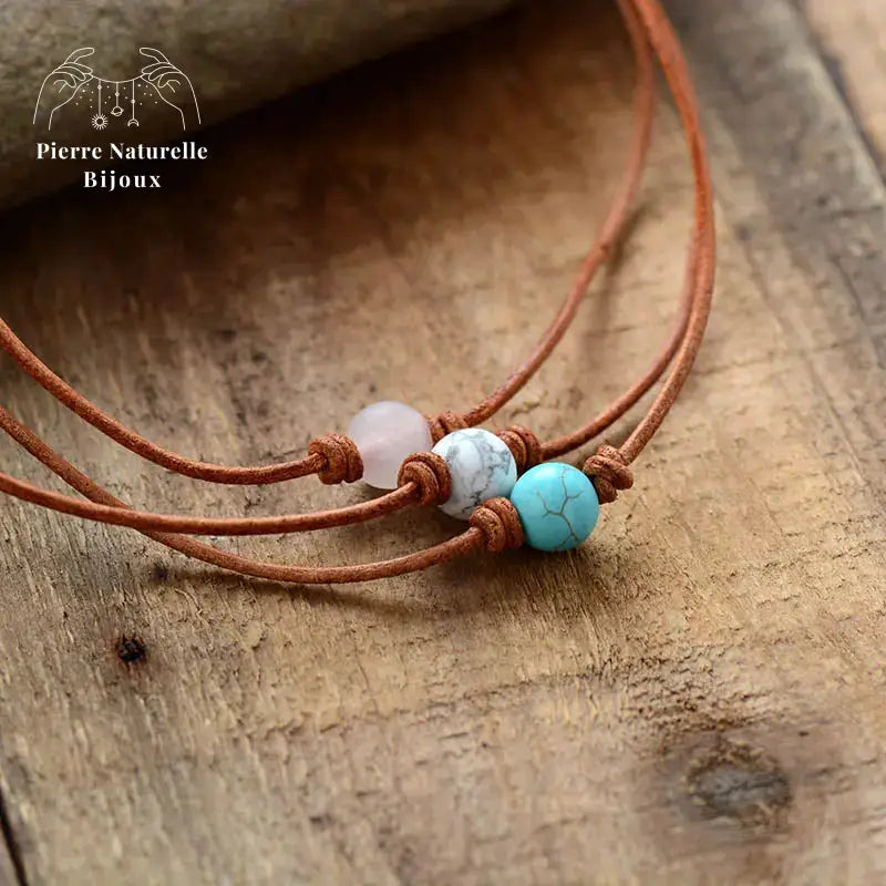 Collier "Succès" en Turquoise / Quartz rose / Howlite | Colliers | pierre naturelle bijoux